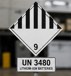 Etichetta ADR Classe 9 merci pericolose varie per il trasporto di batterie al litio