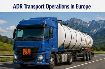 Operazioni di logistica ADR in tutta Europa con camion per merci pericolose e sistemi di conformità