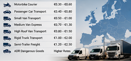 Tariffe di trasporto al chilometro in Europa per furgoni, camion e logistica merci