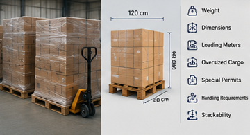 Dimensioni del carico, pallet e peso che influenzano i costi di trasporto in Europa
