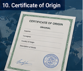 Certificato di origine utilizzato nel commercio internazionale e nella logistica