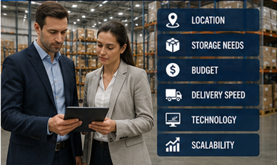Responsabili logistici che selezionano soluzioni di magazzino per le operazioni della supply chain