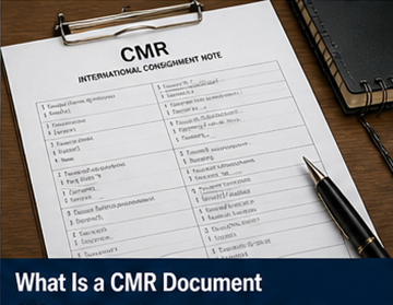 Documento CMR cartaceo compilato con i dettagli della spedizione, informazioni su mittente, destinatario e vettore