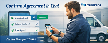 Privato che conferma un’offerta di trasporto e discute i dettagli con il trasportatore in chat
