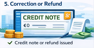 Fattura corretta e nota di credito che mostrano un rimborso o una rettifica emessi da ExusTrans