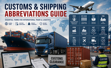 Container per spedizioni internazionali, operazioni doganali, trasporto merci e abbreviazioni commerciali