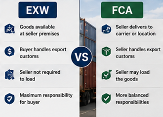 Confronto tra i termini di spedizione EXW e FCA nella logistica internazionale