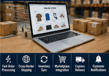 Operazioni di fulfillment e-commerce che gestiscono spedizioni di ordini online in tutta Europa
