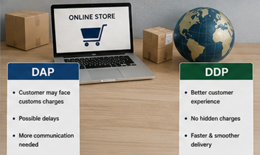 Consegna internazionale di pacchi ecommerce e logistica doganale con termini DDP e DAP