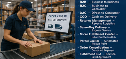 Operazioni di fulfillment in magazzino eCommerce con smistamento pacchi ed elaborazione degli ordini online