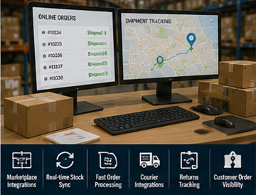 Magazzino e-commerce che utilizza un warehouse management system per il fulfillment degli ordini online