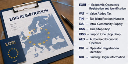 Abbreviazioni doganali internazionali e documentazione commerciale EORI per operazioni import export europee