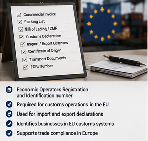 Registrazione doganale europea e numero EORI utilizzato nella logistica internazionale