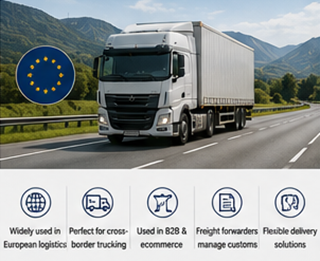 Camion europei e operazioni logistiche che utilizzano i termini di spedizione DDP e DAP