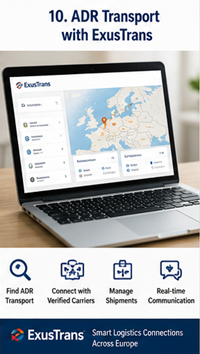 Piattaforma logistica ADR che mette in contatto clienti di merci pericolose e vettori certificati in Europa