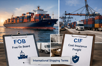 Logistica del trasporto marittimo internazionale con spiegazione dei termini di spedizione FOB e CIF attraverso operazioni di trasporto del carico