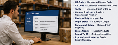 Classificazione tariffaria doganale e documentazione del codice HS per spedizioni internazionali e abbreviazioni nel commercio globale