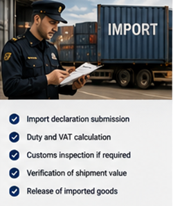 Carico importato e procedure doganali presso un terminal logistico europeo