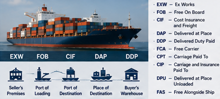 Operazioni di spedizione internazionale e accordi commerciali Incoterms per il trasporto cargo