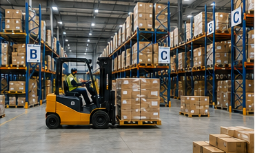 Magazzino pubblico con più aziende logistiche che stoccano inventario
