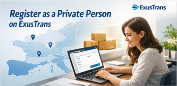 Modulo di registrazione per privati su ExusTrans con dati personali e attivazione tramite email
