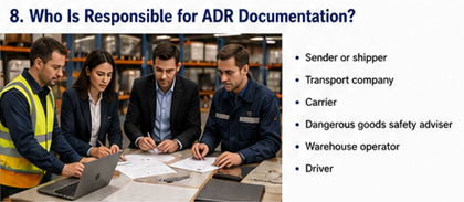 Azienda di trasporto e spedizioniere responsabili della documentazione ADR per merci pericolose