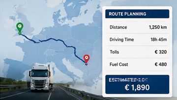 Pianificazione del percorso camion in Europa e calcolo della distanza per la tariffazione del trasporto merci