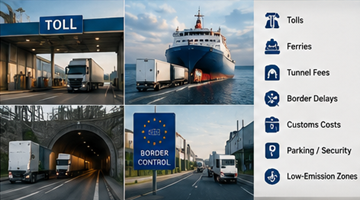 Strade a pedaggio europee, trasporto via traghetto e costi logistici di frontiera per spedizioni internazionali