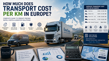 Costo del trasporto merci per chilometro in Europa con camion logistici, autostrade, prezzi del carburante e calcolo della consegna