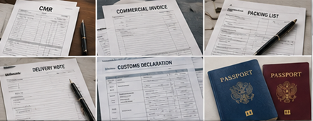 Documenti di trasporto inclusi fatture, CMR, moduli doganali e documentazione merci per operazioni logistiche