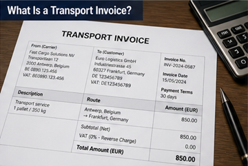 Documento di fattura di trasporto che mostra costi di trasporto, dettagli della spedizione e informazioni di fatturazione
