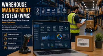 Dashboard di un warehouse management system che controlla l’inventario logistico e le operazioni di magazzino