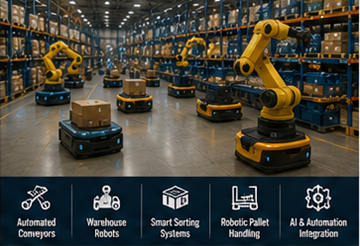 Robot di magazzino automatizzati collegati al software di un warehouse management system